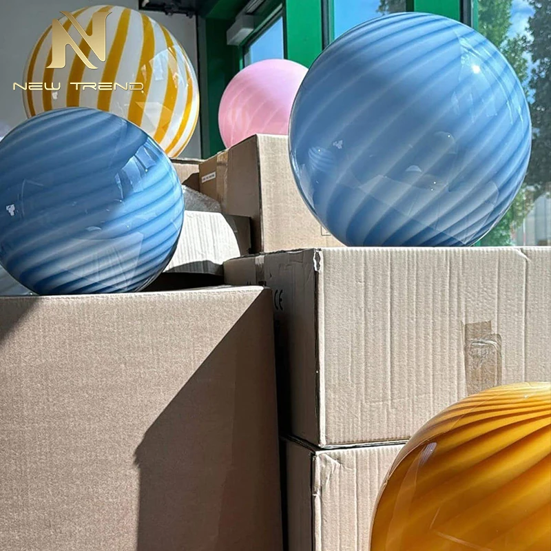 CPL-443 Artistic Wabi-Sabi Round Chandelier | Textured Glass Globe Suspension Light for Restaurant & Hotel Bar