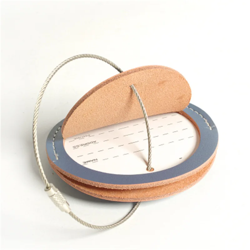 Custom Logo Debosssed Round Luggage Tags With Stainless Steel Loop