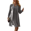 Grey mother of the bride dresses with jackets tea length