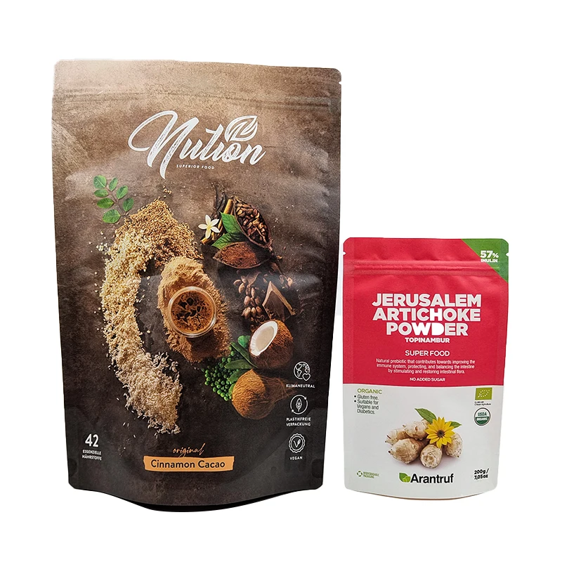Customized Heat Sealable Kraft Paper Pouches for Edible Products Resealable Zipper Stand Up Pouches for Pet Food Bag
