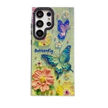 Butterfly Bling Diamond Flower Mobile Phone Case for Samsung S24 Ultra Shockproof Protective Case for Samsung S23 S22 Ultra