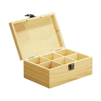 FSC&BSCI Wooden Tea Box Bag Organizer Tea Storage 6 Compartments Chest Container Tea Caddy