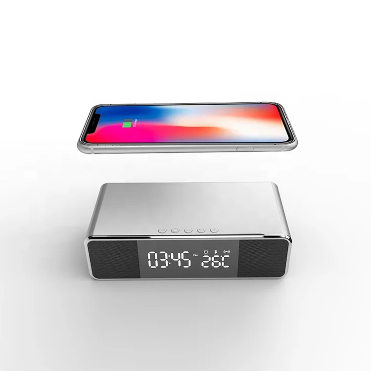 Лидер продаж многофункциональное Беспроводное зарядное устройство с FM-радио часами динамиком портативный цифровой