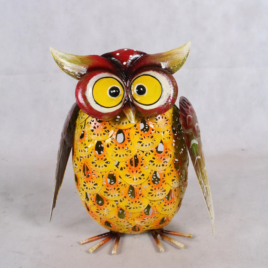 Floral Metal Owl with solar light UD202416