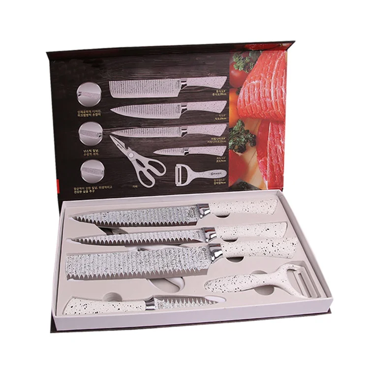 Набор кухонных ножей 6 шт., роскошные аксессуары для готовки, белый цвет