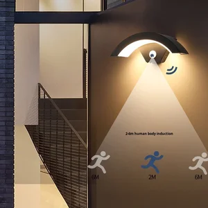 Factory Custom Moon Aluminum Outdoor Waterproof Human Sensor Wall Lamp Lawn Lamp, Suitable for Gardens, Courtyards, Entryways