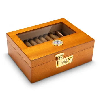 CIGARLOONG Portable Luxury Wood Cigar Box Humidor Cabinet Case Accessories with Draw in Stock