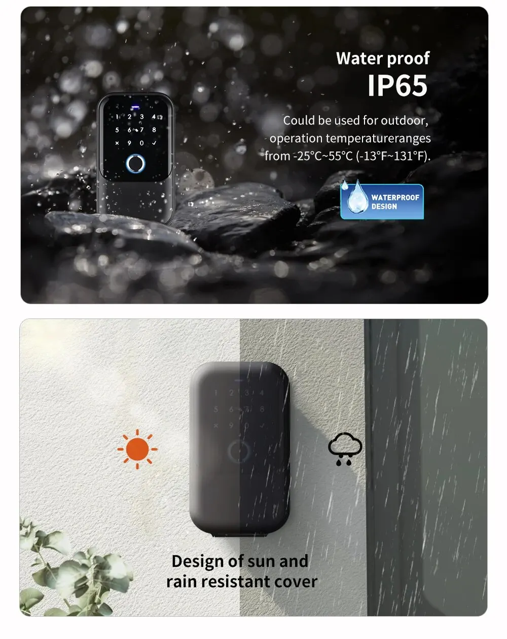 TTlock Password Fingerprint Digital Card Inteligente Tuya Electronic  Door Lock IP65 Waterproof  Smart Key Lock Box