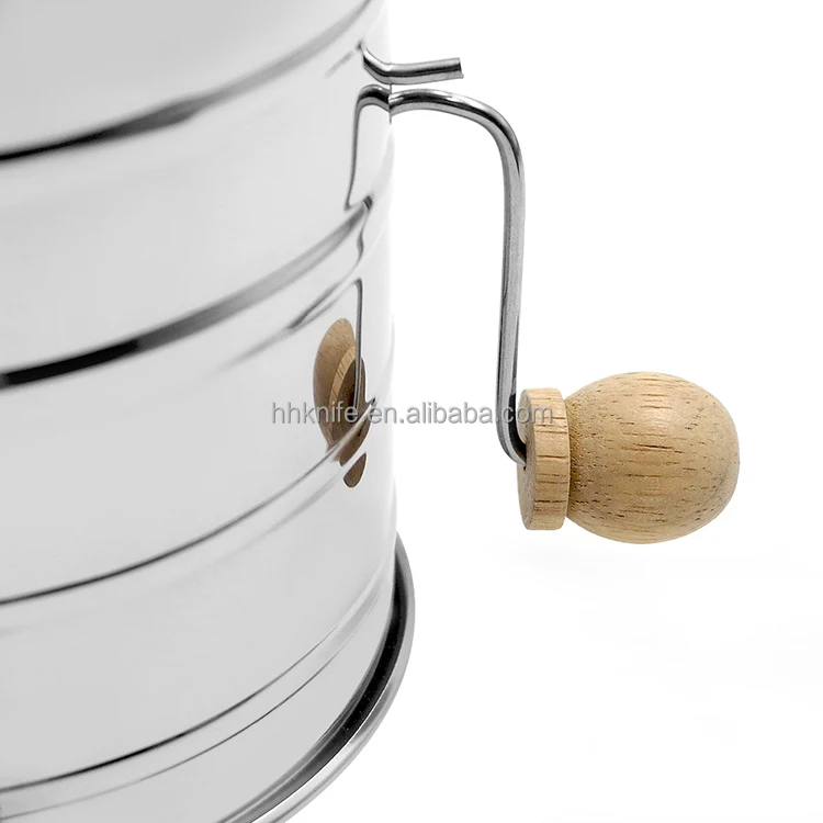 Flour Sifter Hand Crank Handpressed Flour Sieve Baking Tool Stainless