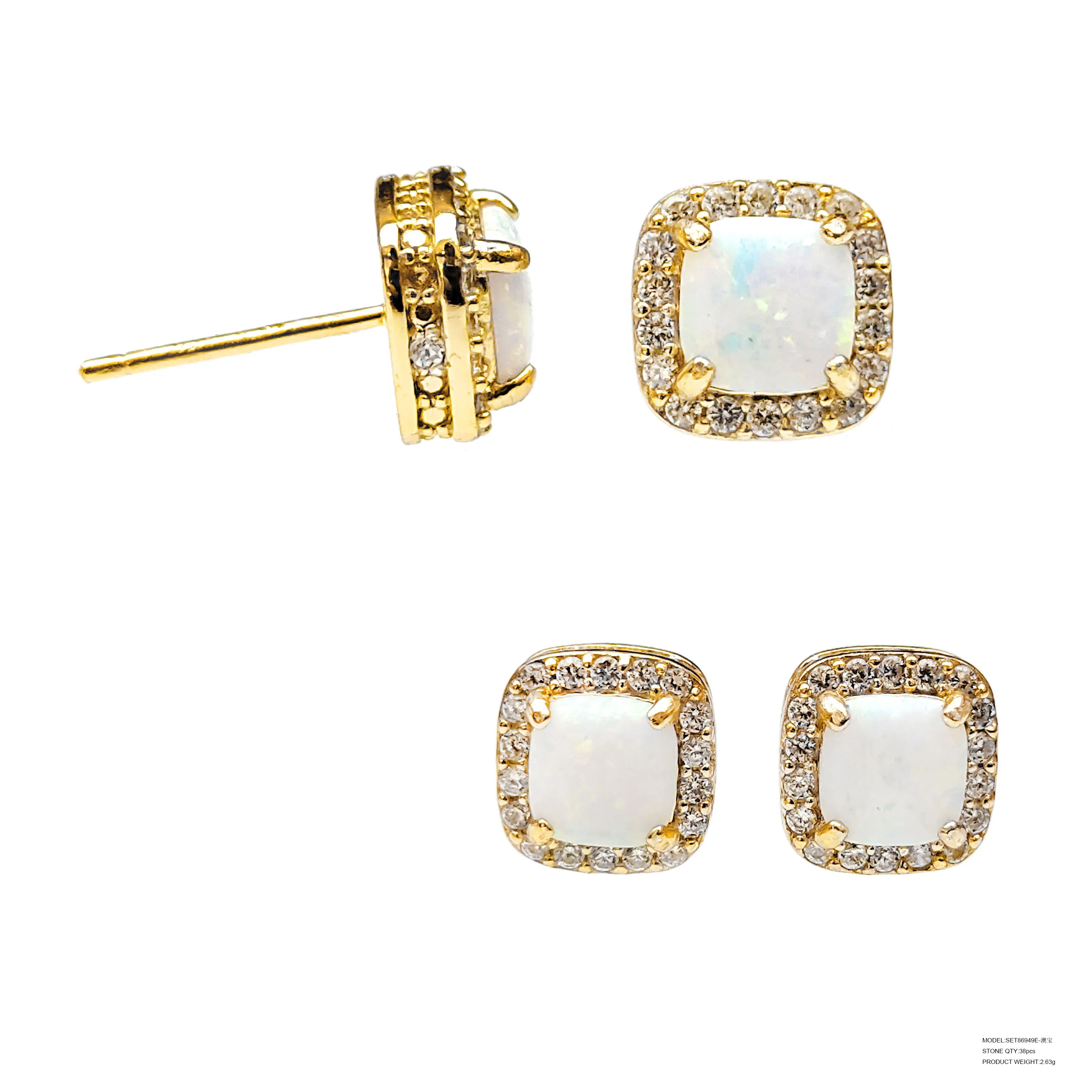 New 925 sterling silver with aaaaa zircon Opal diamond gold earrings for Women 2021 925 sterling silver earrings stud earrings