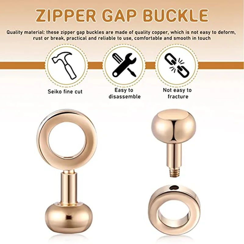  6 Pieces Zipper Insert Buckle Copper Purse Bag Chain
