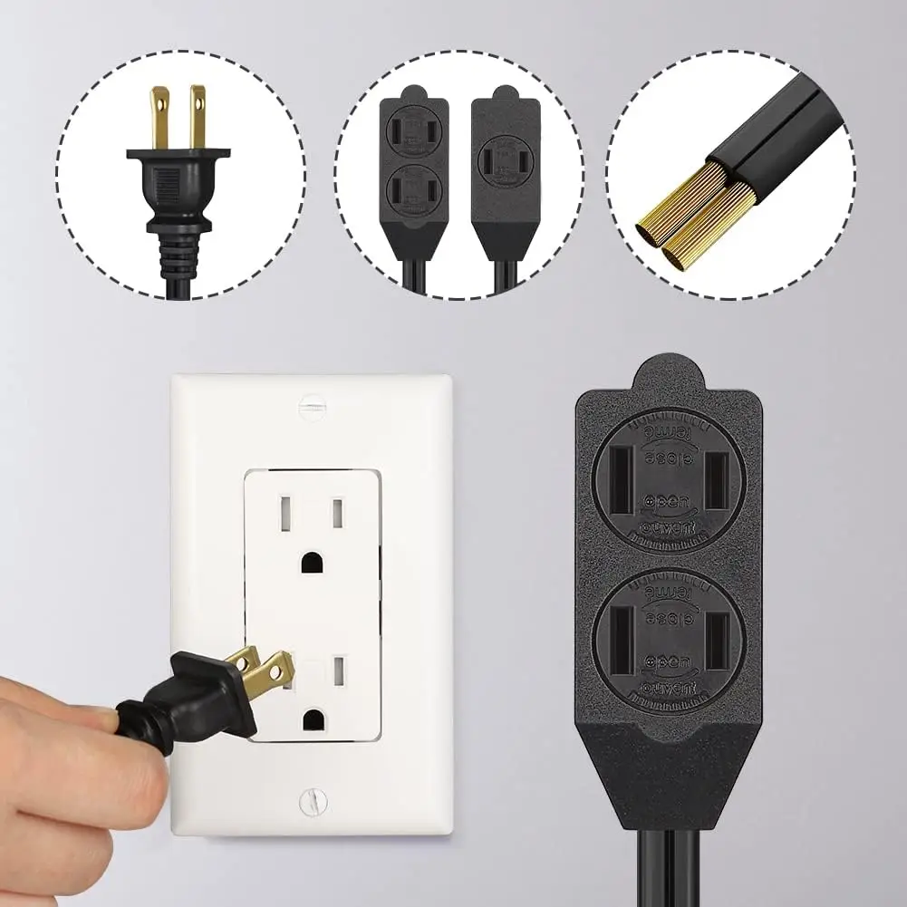 16/2 15ft Flat Plug Indoor 2 Pin Power Organizer Retractable Electrical