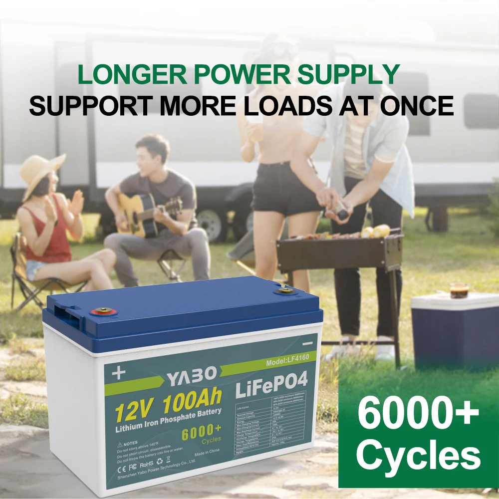 YABO Rechargeable Solar UPS Power 150Ah 200Ah 12V 100Ah LiFePO4 Battery Deep Cycle 12V BMS Energy Storage Lithium Battery