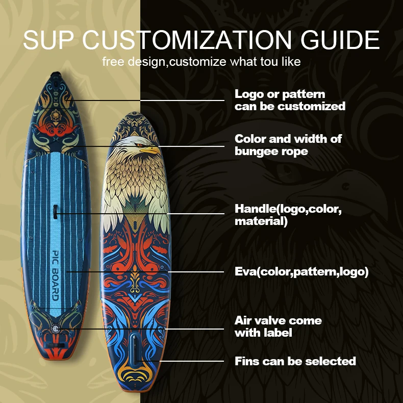 Pic Board Customized Stand Up Surfing Sup Surfboard Sap Inflatable