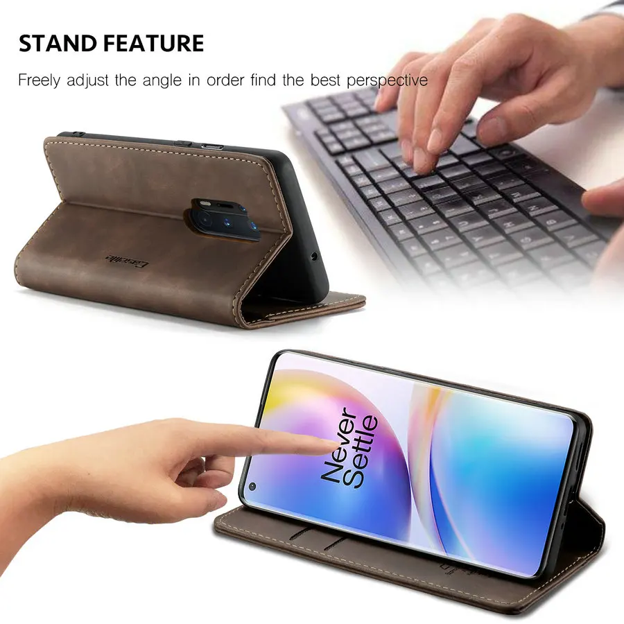 CaseMe for Oneplus 9r 9t 9pro 8t Case Cover Mobile Phone Bags for One Plus 8 Pro Wallet Case Clear TPU Cards Slots Cover