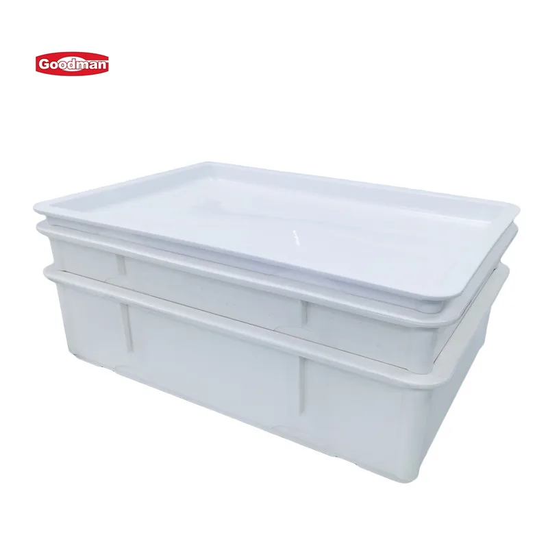 Bakeware restaurant white plastic pizza dough proofing box stackable storage pizza dough tray