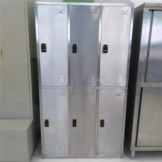 Food grade stainless steel wardrobe storage cabinets with ventilation for meat processing and slaughterhouses