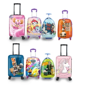 OEM Manufacture 16 Inch  Rectangle Fashion Kid Cabin 4 Wheels Luggage Cute Travel Kids Luggage Trolley Bag Suitcase
