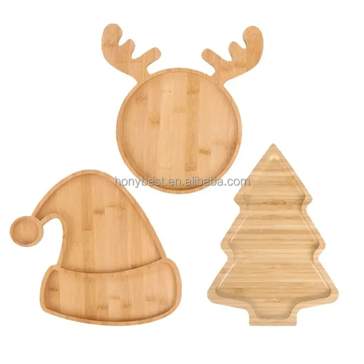 Natural Wooden Christmas Tree Serving Tray Charcuterie Board Christmas