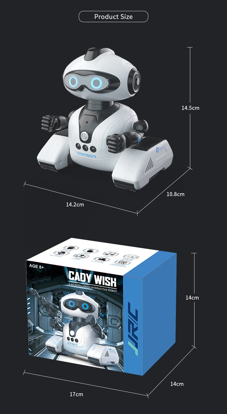 HOSHI JJRC R22  CADY WISH Robot Remote Control Intelligent RC Toy Robots Robot Toys Gift for Kids Rechargeable Version