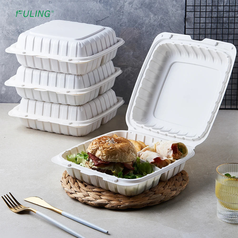 Jumbo 9x9 Black Carry Out Boxes - 9x9 Mineral Filled Food Containers