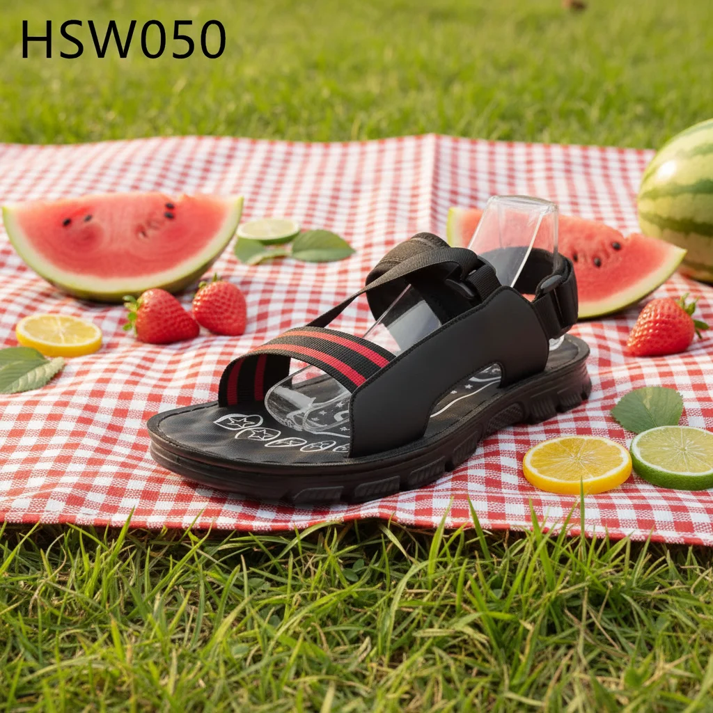 HY,Island Vacation Extended Sizes&widths Summer Male Garden Shoes Africa Popular Fashion Adult Button Design Sandals HSW050