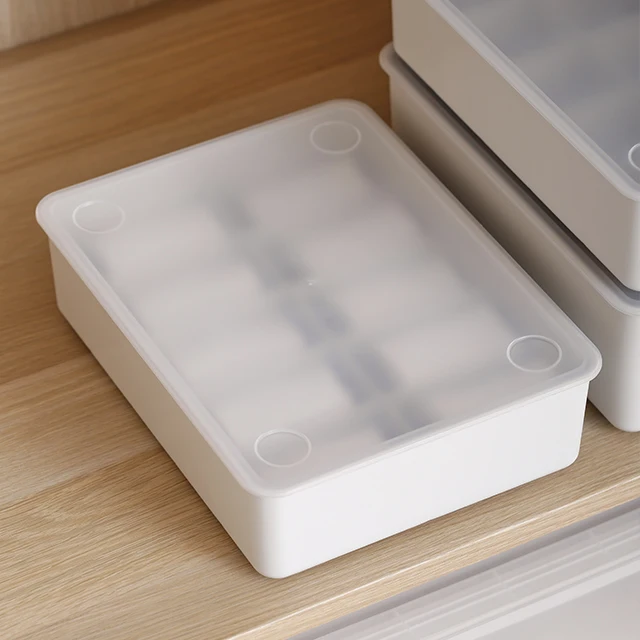 SHIMOYAMA Custom Socks Organizer Cloth Drawers Plastic Creamy White Underwear Storage Box With 15 Dividers