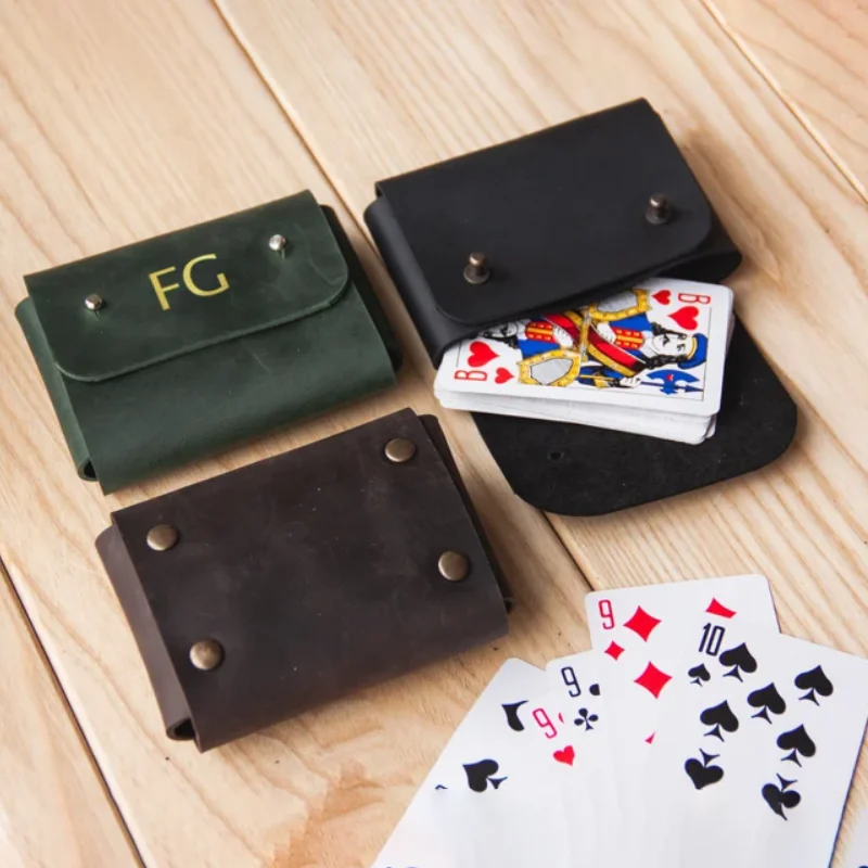 Leather Playing Card Holder Personalized Monogrammed
