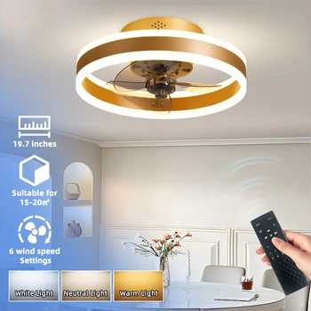 Modern 60W LED Ceiling Fan with 5 Blades & LED Light Powerful DC Motor Low Noise Remote Control Switch Acrylic Body
