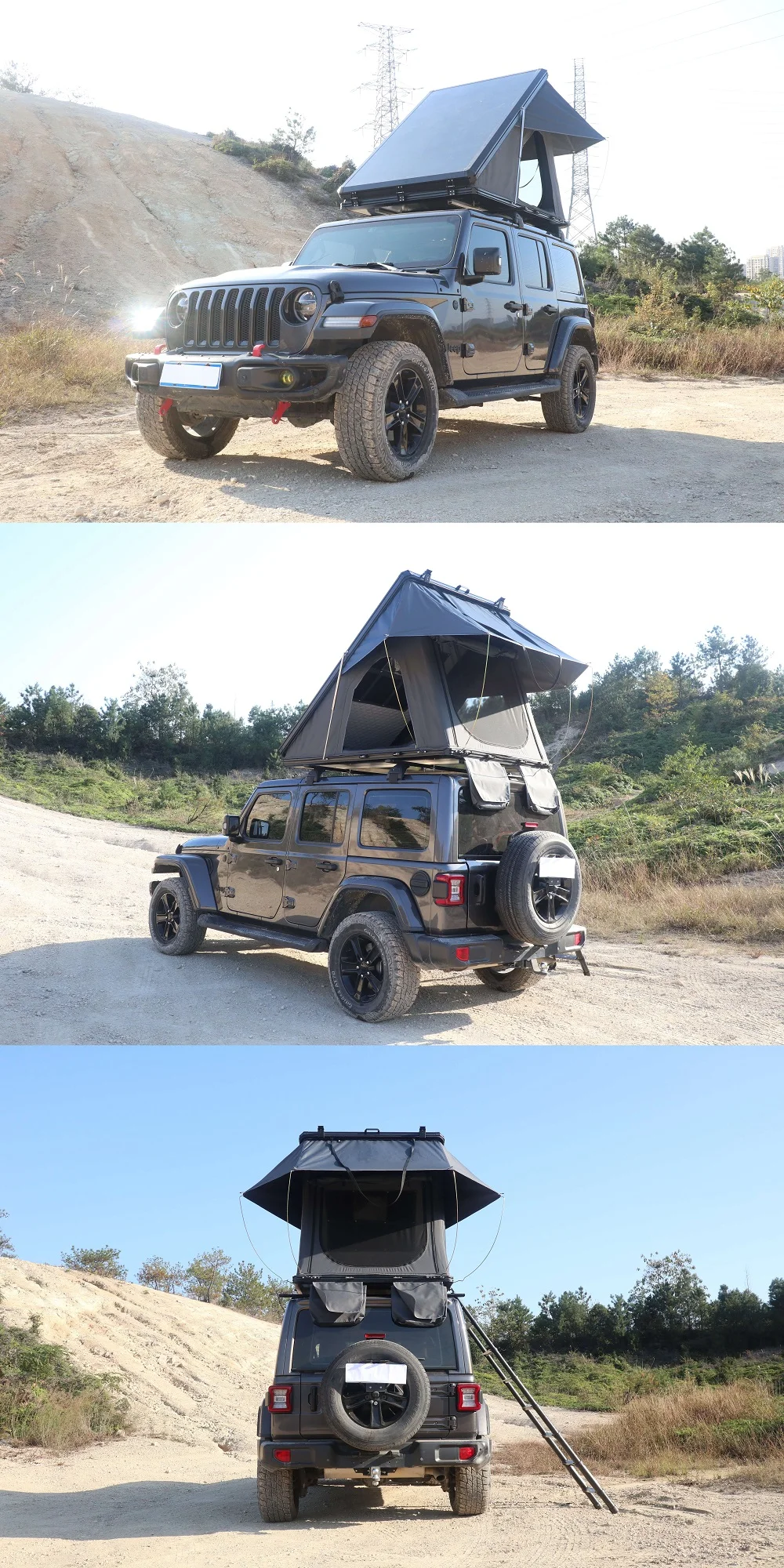 Remaco Hard Shell Roof Top Tent for 4 Persons – Black & Gray Aluminum ...