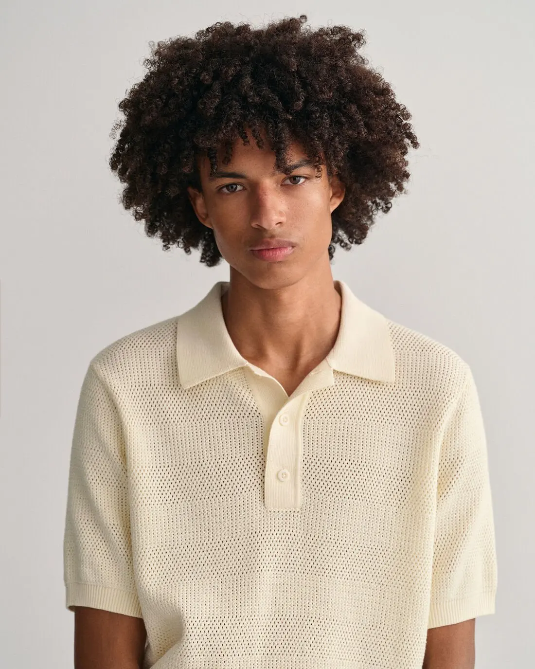 Custom Textured Cotton Polo Shirt Short Sleeve Knitwear Hollow ...
