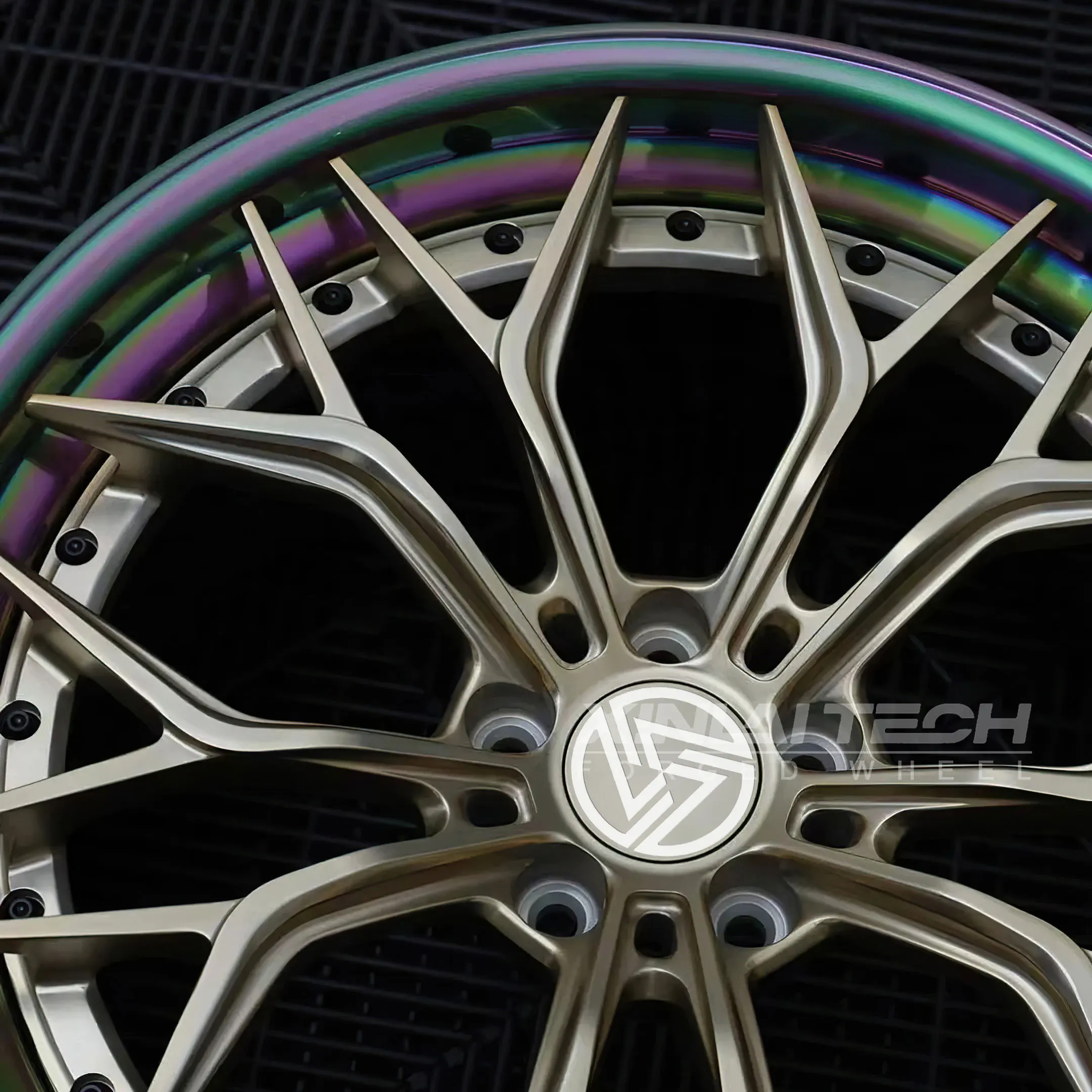 XL 2-Piece Brushed Bronze Deep Concave Forged Alloy Wheels 5x120 6x139.7 5x112 5x114.3 Dual Finish Multi-Spoke Custom Wheels - Image 2