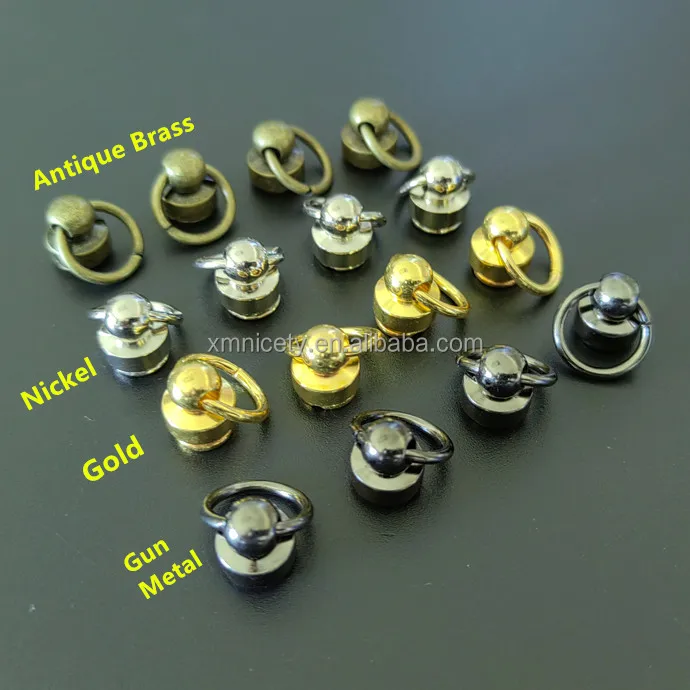 Brass Ball Studs Rivets D Ring for Leather Crossbody Purse Craft Nail  Chicago Stud Screw 360 Degree Rotate Ball Post Head Button