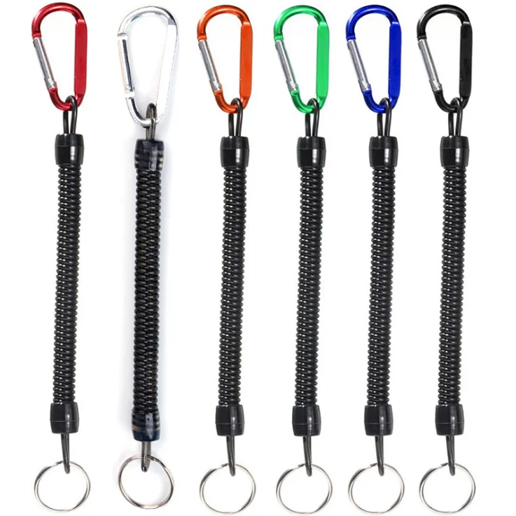 Fishing Lanyard Spring Rope Accessories Plastic Retractable Tether Carabiner 