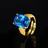 adjustable size Gold blue pointed crystal ring