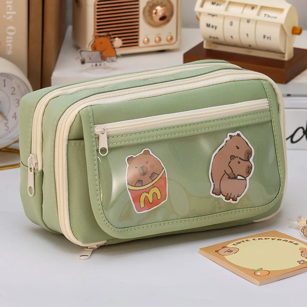 Wholesale Kawaii Multi-layer Large Capacity Cute Schoolbag Pencil Case Simple Girl Korean Stationery Pencil Case Pouch