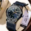 952 Black Case Blue Face Leather Belt