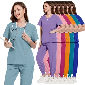 Unisex Custom Fashionable Operating Scrubs Wholesale Hospital Nursing Uniform Sets Stretchy Woven Jogger Suit Medical