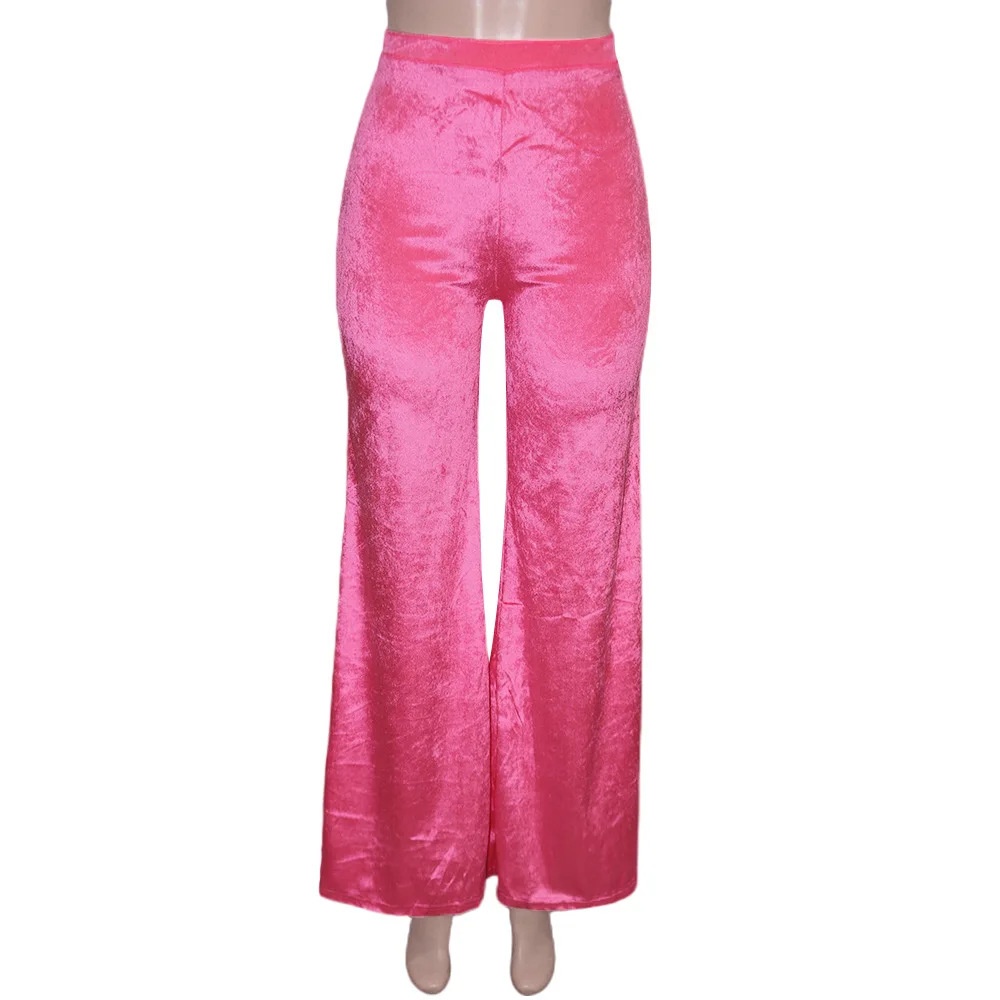 Hot-Selling Velvet High Waist Bodycon Flare Wide Leg Casual Pants for Women