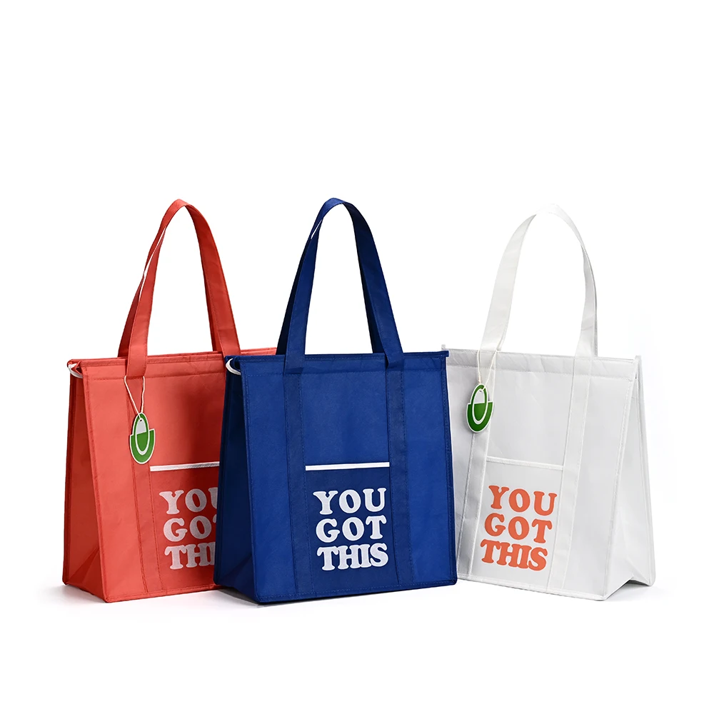 Eco Friendly Reusable Organic RPET Tote Bag Grocery Cotton Cloth Shopping Bags with Custom logo Printed details