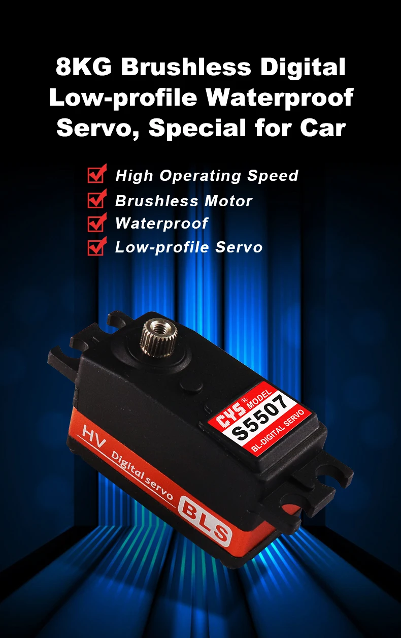 7.4v High Voltage 8kg Torque Titanium Gear Waterproof Brushless Digital