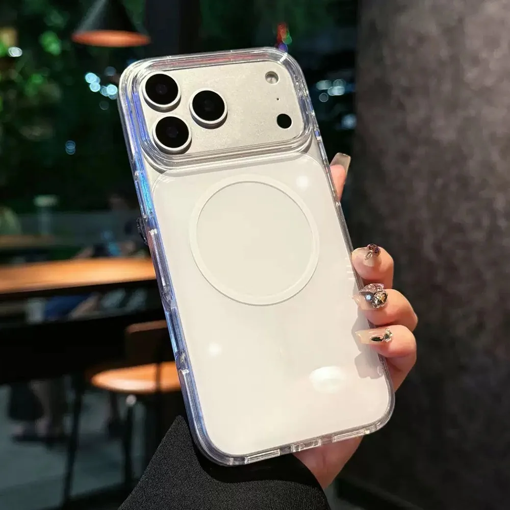 product laudtec oem clear crystal acrylic transparent colorful magnetic mobile case for apple 15 16 17 pro max-4
