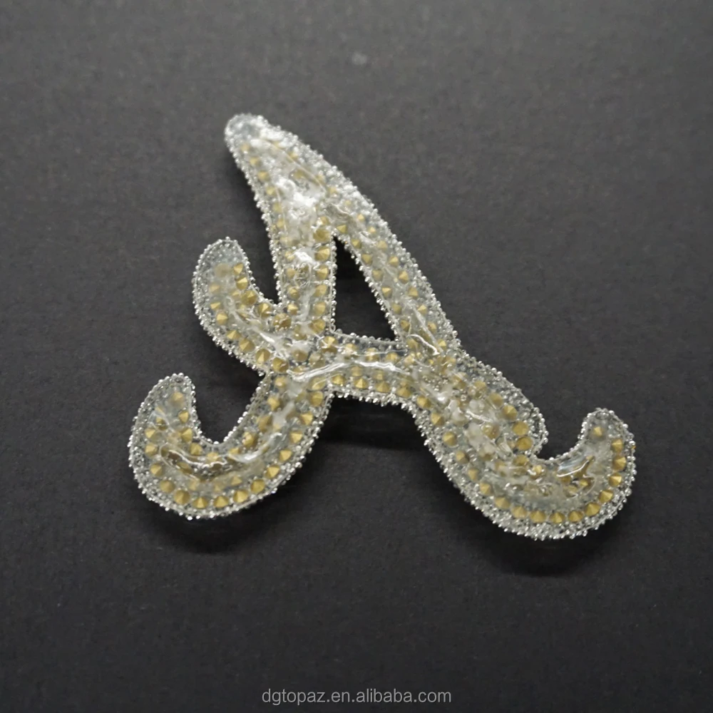 Free sample Custom  logo design heat transfer 3D beaded rhinestone applique Patch for clothing