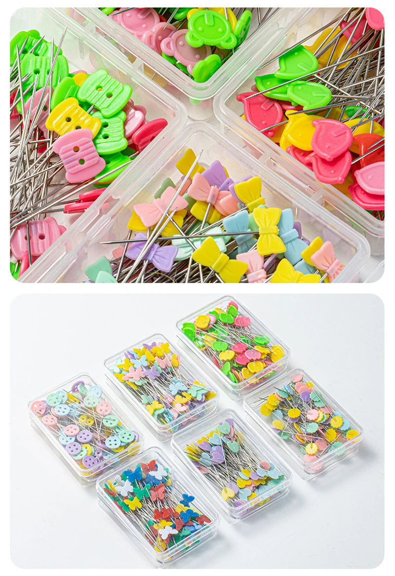 100 Pieces Flat Button Straight Pins, Sewing Pins Quilting Pins for ...
