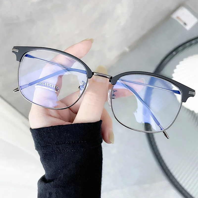 8327 Super Light Vintage Blue Light Blocking Glasses Eyewear Men Eyeglasses  Frames Half Rim Eye Frame Optical Glasses for Men
