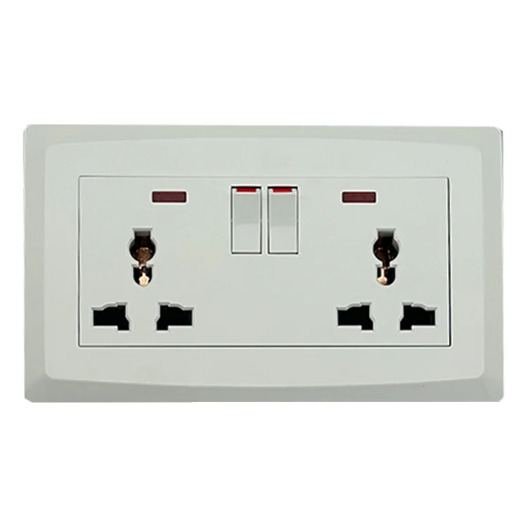 250V 13A UK Standard Double Switched Double Socket Outlet Electric Wall Mount Sockets and Switches