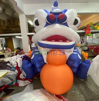 Cartoon Inflatable Sitting Holding the Ball Kirin  Model New Year Mascot lion Dance for Lantern Festival Chinese Style