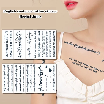 Herbal tattoo paste English sentence semi-permanent girl neck flower arm calf collarbone perspirant waterproof custom sticker