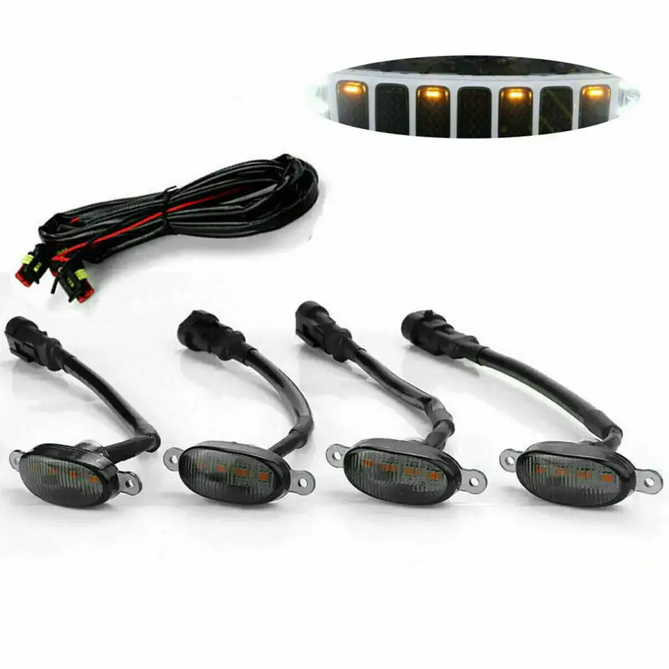 Front Grille LED Signal Light Grill Mount Lamp for Jeep Grand Cherokee 2003-2021 Raptor Style  Car Eagle Eye Lights Wholesale
