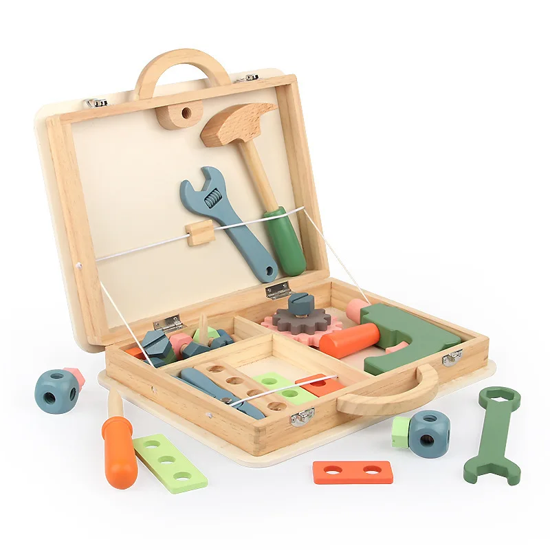 Wooden Hand Toolbox Toy Kids Educational Tool Set